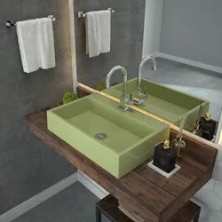 Cuba Pia De Apoio Para Banheiro Retangular Florenza RT55 Verde Acqua C