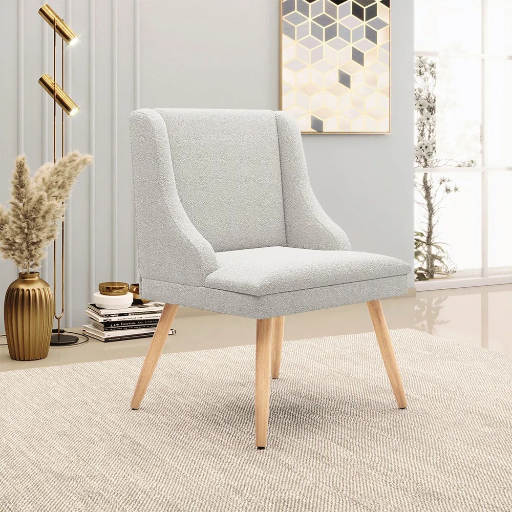 Cadeira Sala de Jantar Pé Palito Natural Liz Boucle D03 - D'Rossi - Cinza