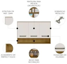 Armário de Cozinha Aéreo 120cm Rita Freijó/Off Acetinado Z44 - Mpozena
