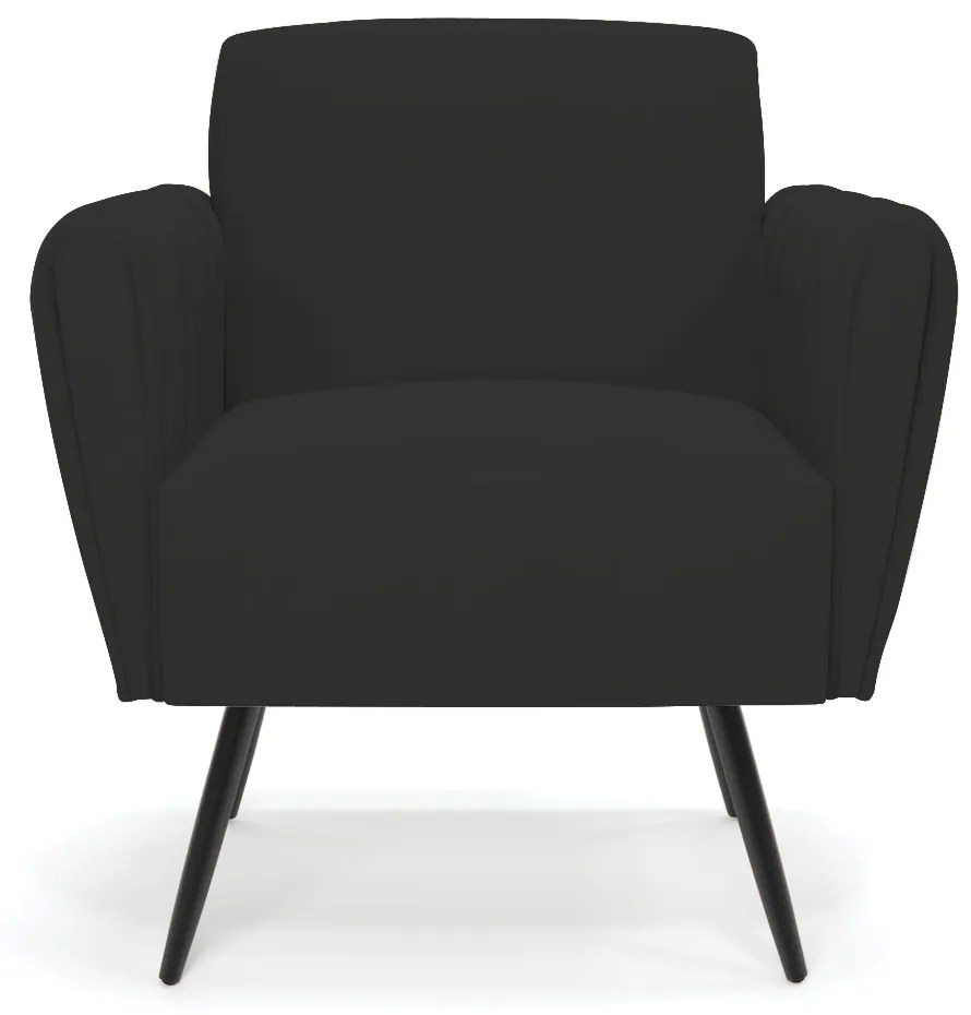Kit 2 Poltronas Pés Palito de Ferro Bruna Veludo D01 - D'Rossi - Preto