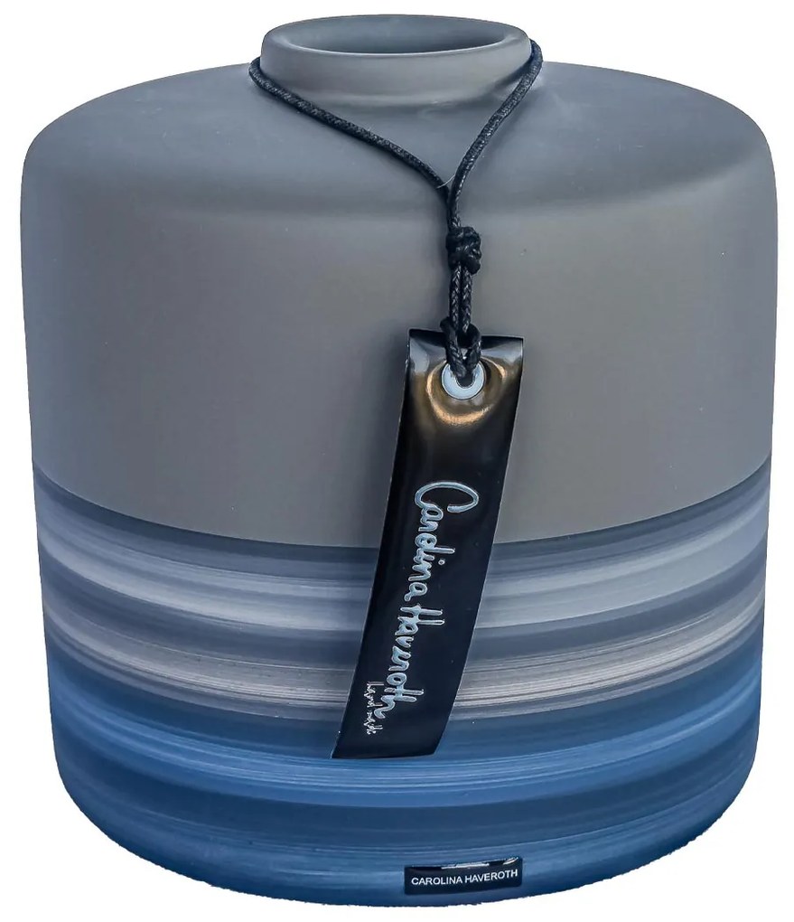 Vaso Reto Decorativo em Cerâmica 15x13x13 - Lagunas Fosco Kleiner