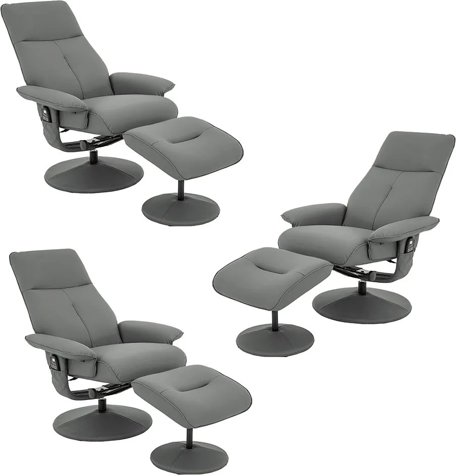 Kit 3 Poltronas de Massagem Arizona Giratória com Apoio de Pés e Reclinável Fendi G56 - Gran Belo
