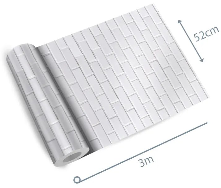 Papel de Parede Tijolinho Branco 0.52m x 3.00m