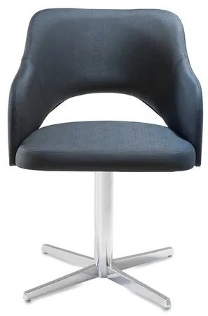 Poltrona Arty Assento Estofado Dunas Preto Base Fixa em Aluminio - 55900 Sun House