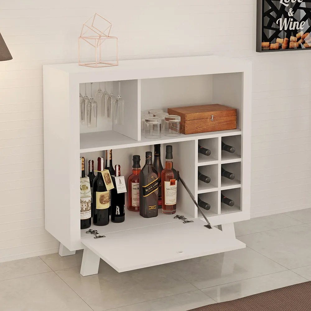 Adega Bar Grande para Sala de Estar Decorativa AD5002 MDP Branco G69 - Gran Belo