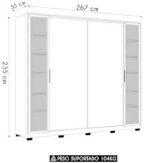 Guarda Roupa Casal 267cm Loreto Flex D02 Nogueira/Nude - Mpozenato