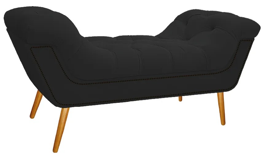 Kit Cabeceira e Calçadeira Veneza 100 cm Solteiro Corano Preto - ADJ Decor
