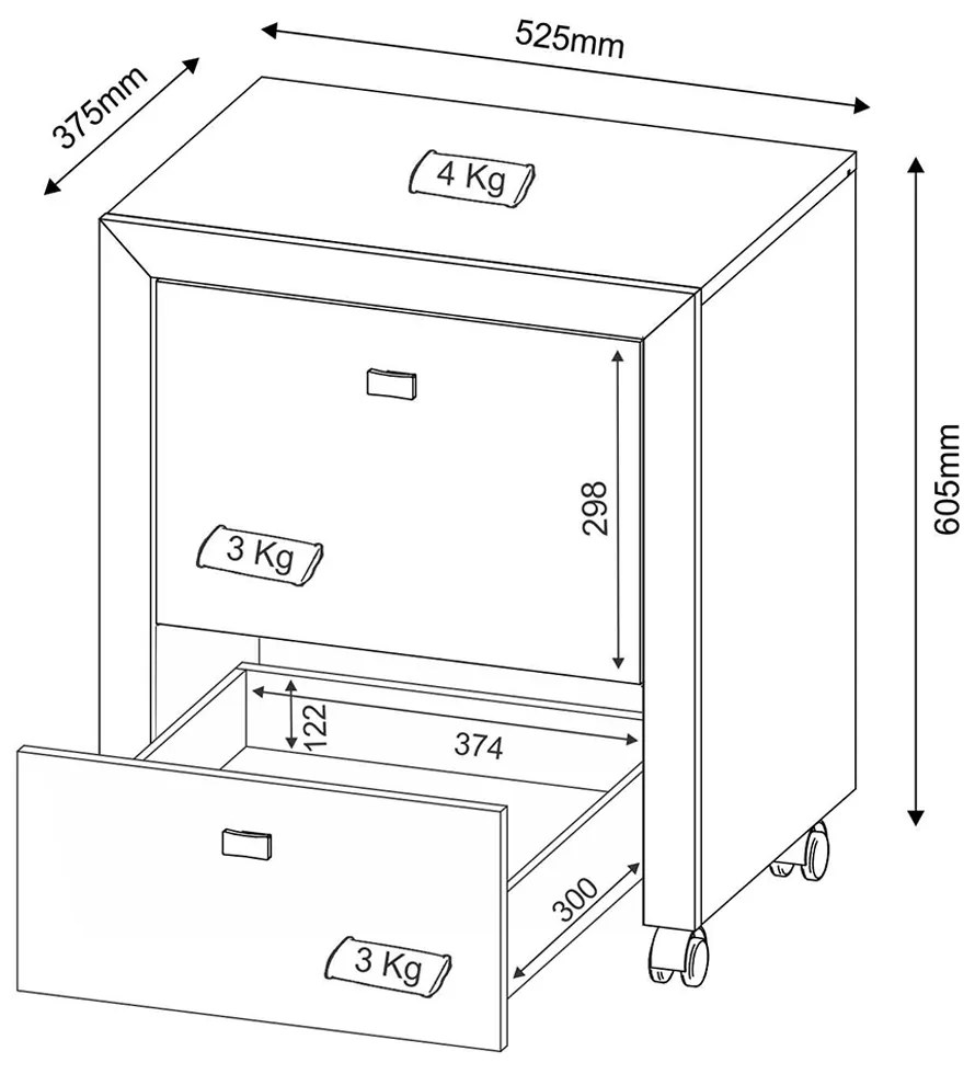 Gaveteiro para Escritório Home Office ME4112 MDP Amendoa G69 - Gran Belo