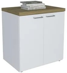 Mesa Escrivaninha em L Sharp e Balcão 70cm 2 Portas Tok A06 Olmo/Branc