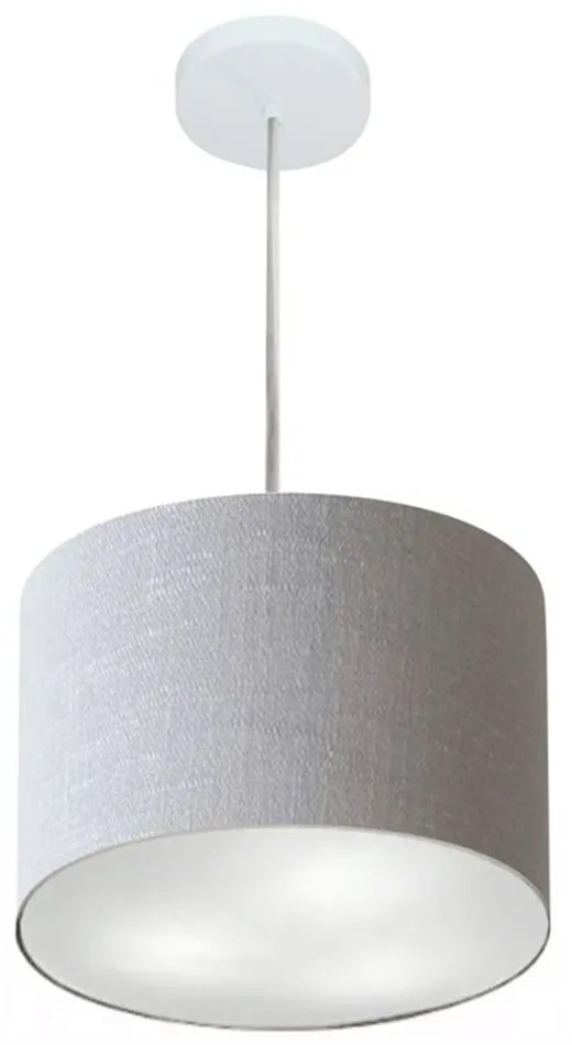 Lustre Pendente Cilíndrico Md-4210 Cúpula em Tecido 30x25cm Rustico Cinza - Bivolt