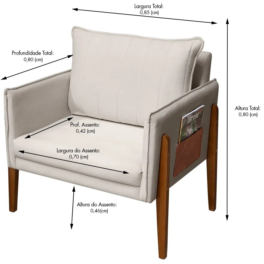 Poltrona Decorativa Milão Luxo Sala, de Estar, Quarto, Decoração - Maltak Decor - Bege