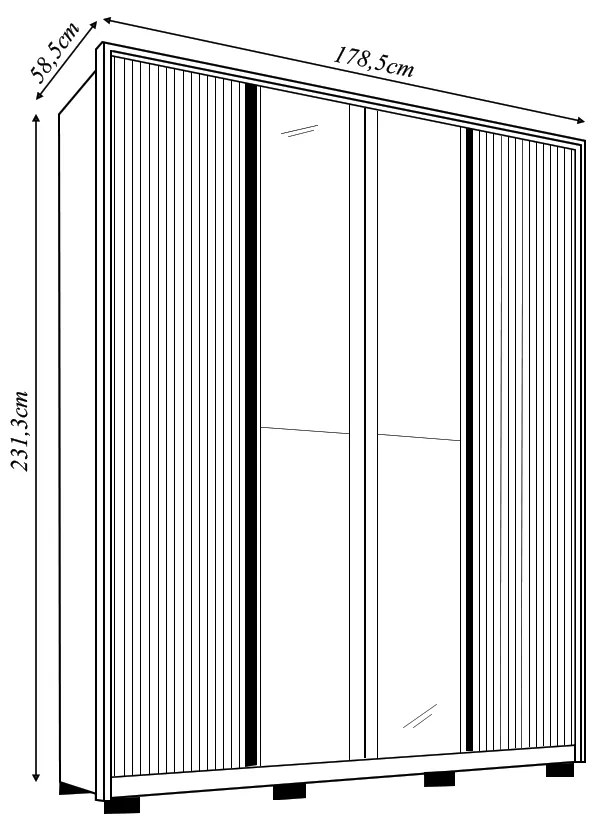 Guarda Roupa Solteiro Glory 4 Portas de Bater com 2 Espelhos e Gavetas MDF Freijo/Sued G11 - Gran Belo