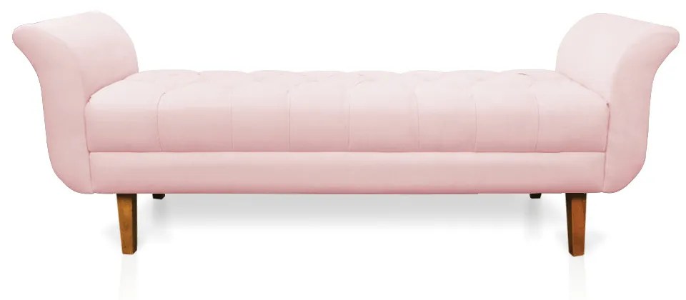 Recamier Olinda Suede Rosa Bebê 160 cm Pés Chanfrado Castanhos - D'Rossi