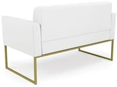 Sofá Namoradeira Base Industrial Dourado Ana Sintético Branco - Ibiza