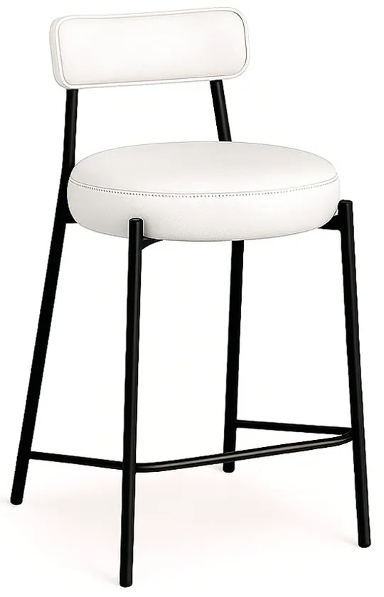 Banqueta Cozinha Alta com Encosto Industrial Preto Londres PU D03 - D'Rossi - Branco