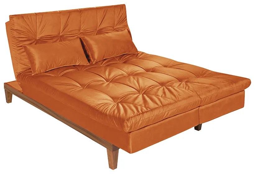 Sofá Cama Reclinável 2 Lugares Change Veludo Terracota G30 - Gran Belo