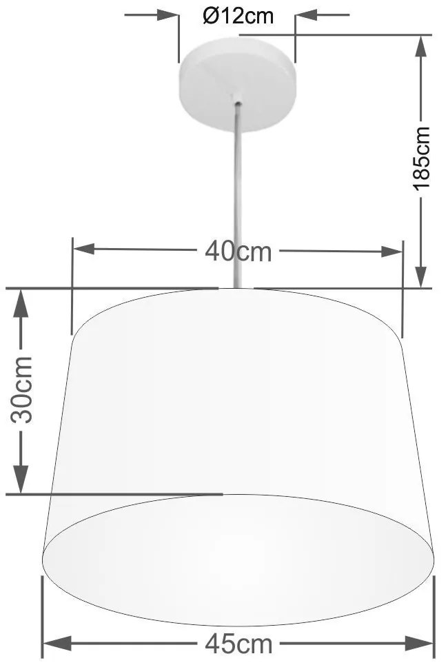 Lustre Pendente Cone Md-4247 Cúpula em Tecido 30/45x40cm Café - Bivolt