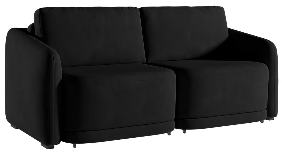 Sofá Cama Modulado Retrátil e Reclinável Decorativo Varsóvia 176cm Veludo Preto G33 - Gran Belo