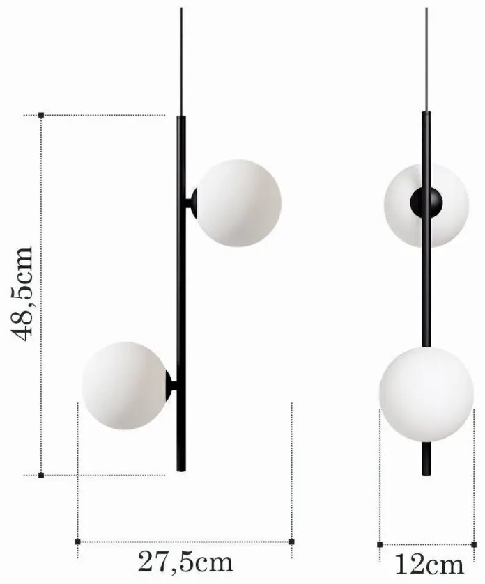Pendente Vertical Slim Jabuticaba 10X23,5X48,5Cm Aluminio E 2X Globo Ø... (CINZA FOSCO, FOSCO)