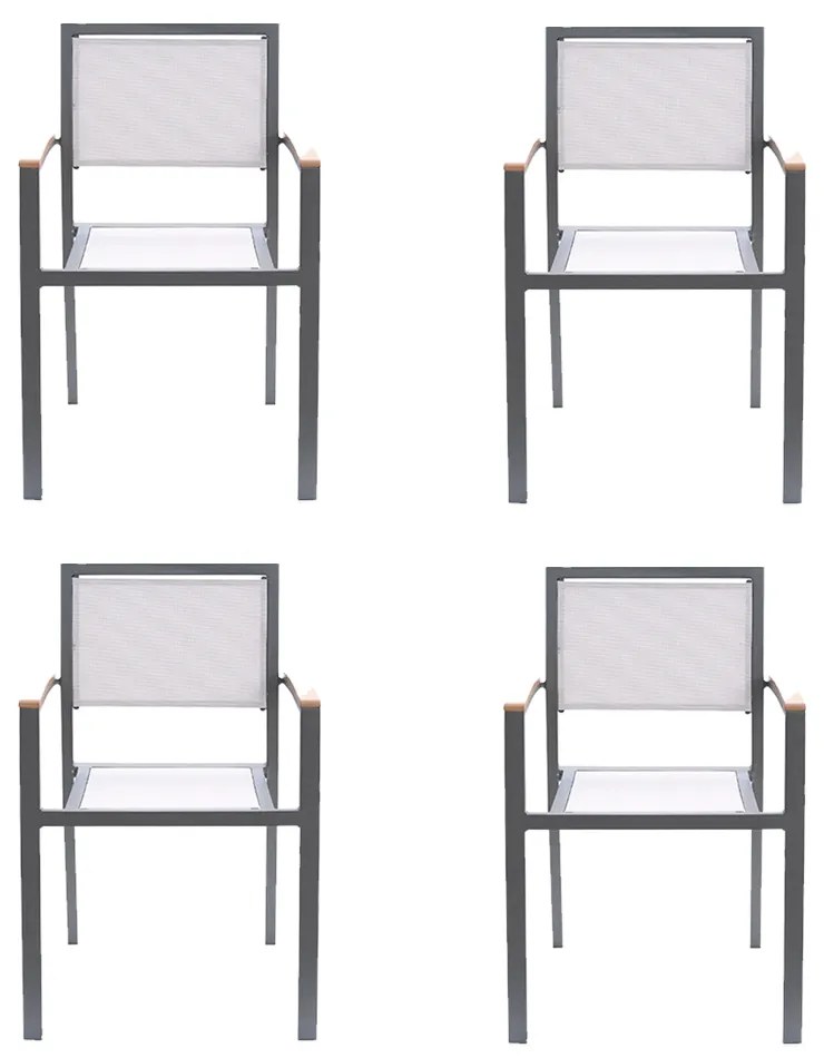 Kit 4 Cadeiras Área Externa com Tela Mesh Mangue de Alumínio Amêndoa/Bege G56 - Gran Belo