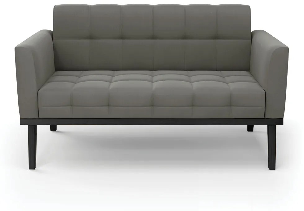 Sofá Namoradeira 2 Lugares Base de Madeira Preto Elisa Suede D03 - D'Rossi - Grafite