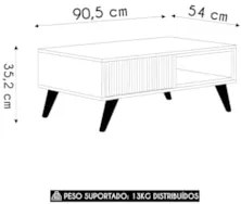 Mesa de Centro Para Sala Ripada Leo Freijó/Off White Matte C05 - Mpoze