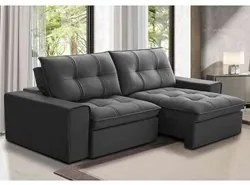 Sofá Retrátil Reclinável 3 Lugares 230cm Argon F05 Veludo Grafite - Mp