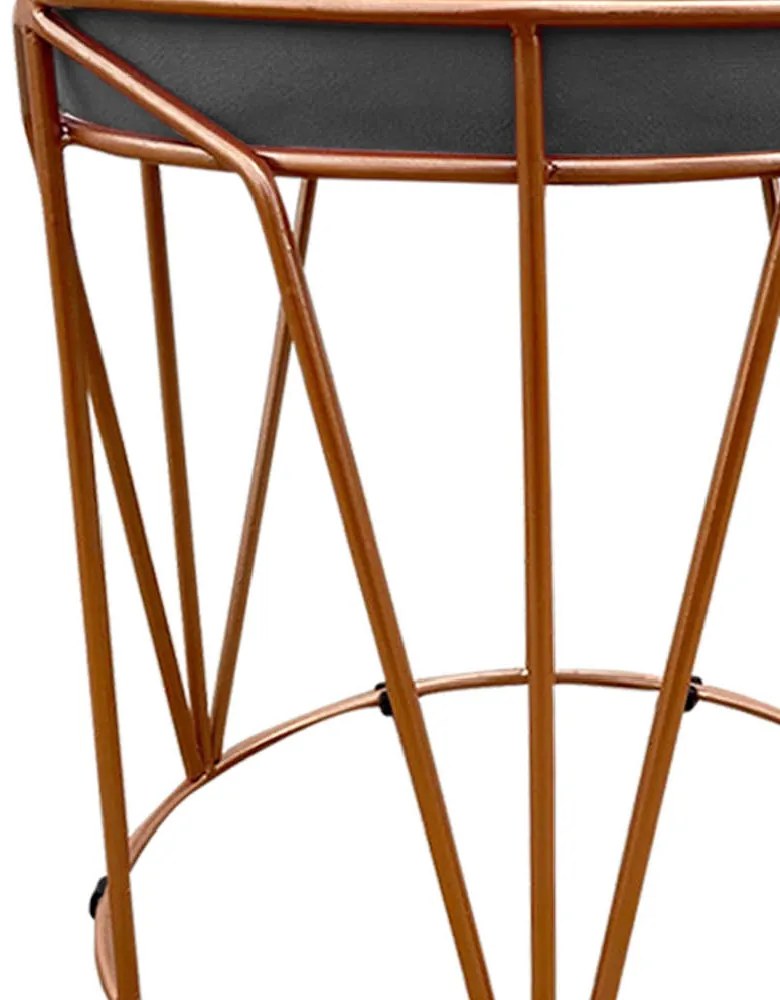 Puff Multiuso com Mesa Babu 2 em 1 Suede Grafite Base Cobre - D'Rossi
