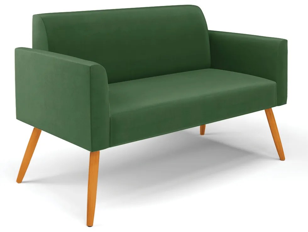 Sofá Namoradeira com 2 Poltronas Pés Palito Castanho Marisa Suede D03 - D'Rossi - Verde