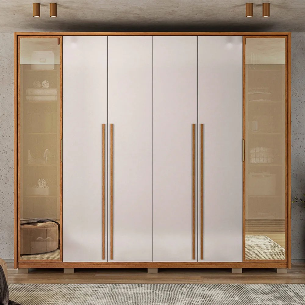 Guarda Roupa Casal Galeno 265cm com 6 Portas e 6 Gavetas em MDF Freijo/OffWhite G11- Gran Belo