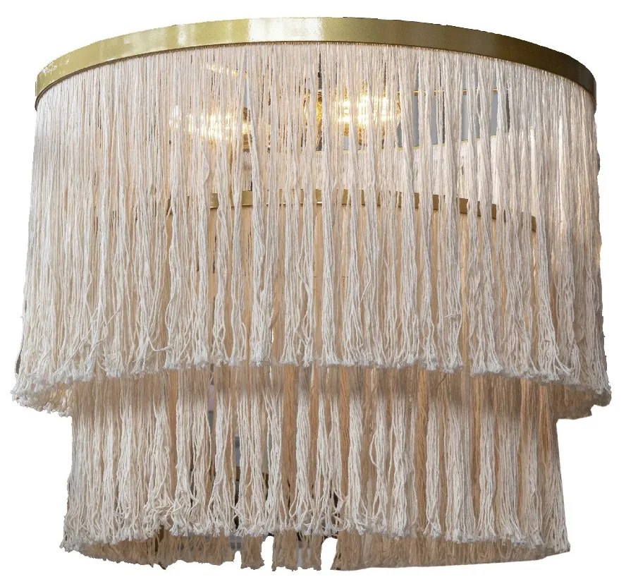 Luminária Liz com Franja Bege - Dourado Soleil  Kleiner