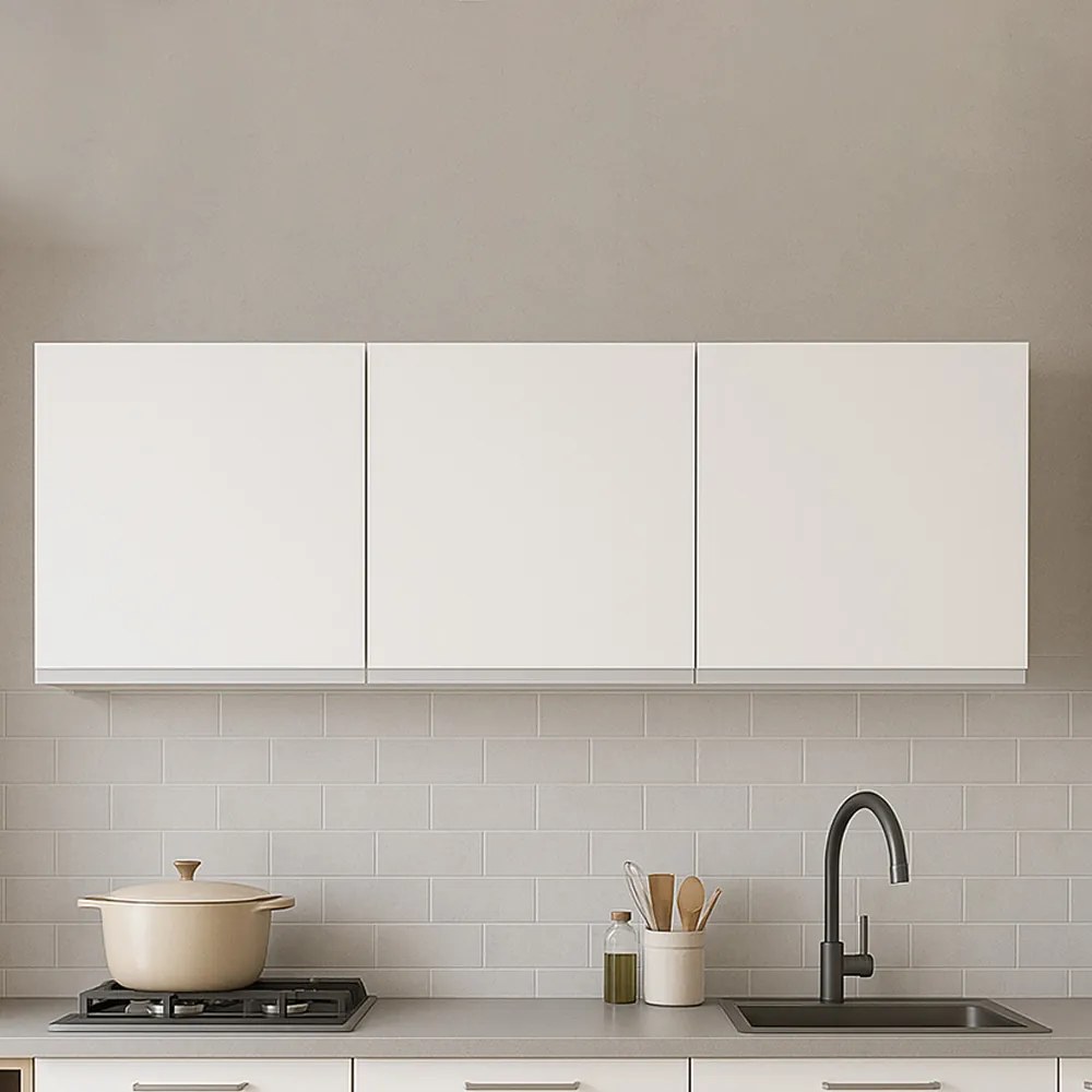 Armário Cozinha Aéreo 120cm 3 Portas Leticia A01 - D'Rossi - Branco