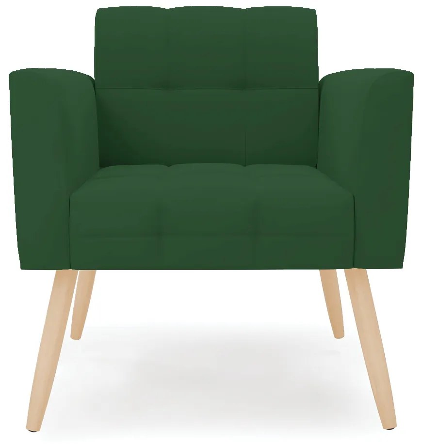 Poltrona Elisa Veludo Pés Palito Natural D03 - D'Rossi - Verde