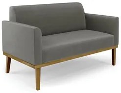 Sofá Namoradeira e 2 Poltronas Base Madeira Castanho Maressa Suede Gra