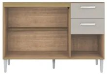 Balcão de Cozinha com Pia Inox 120cm 3 Portas 2 Gavetas Livy Z46 Damas