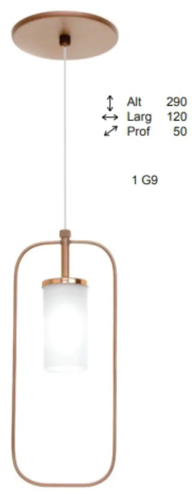Pendente Wire Tubo Vidro 05X12X29Cm 01Xg9 - Old Artisan Pd-5592 (DOURADO FOSCO / DOURADO BRILHO)