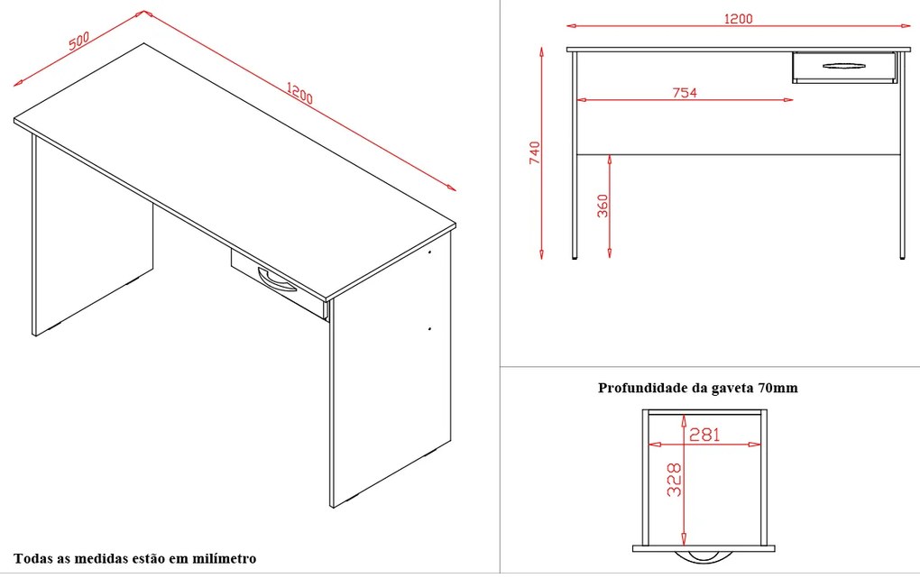 Mesa de Escritório com Gaveteiro Susy MB1