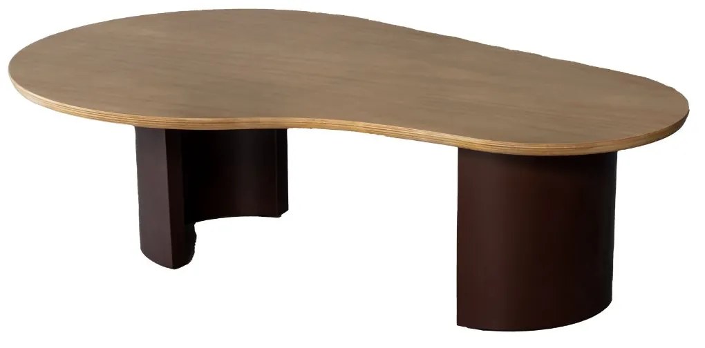 Mesa de Centro Cairo G - Mel Pinus com Detalhes Marrom Metálico
