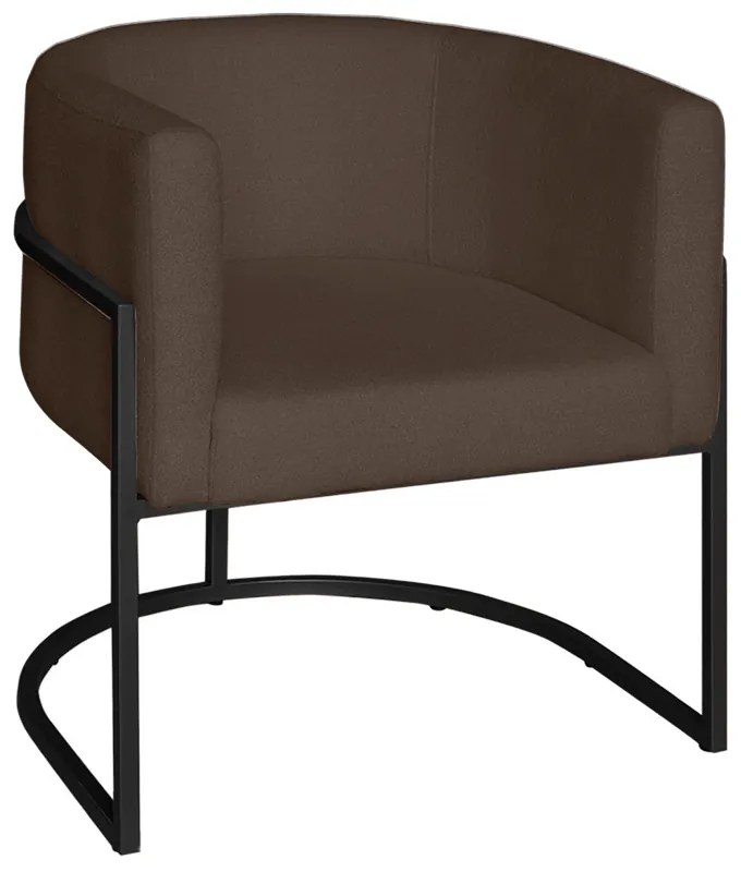 Poltrona Base Industrial Preto Sala de Estar Lety Veludo - Chocolate