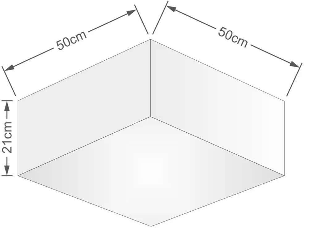 Plafon Quadrado Md-3012 Cúpula em Tecido 21/50x50cm Rústico Bege - Bivolt