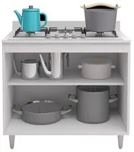 Balcão de Cozinha Cooktop Roma 2 Portas Branco - Lumil Móveis