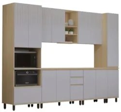 Armário de Cozinha 6 Peças CP06 e Tampo Pierre Carvalho/Cinza L01 - Mp