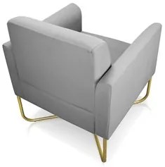 Kit 2 Poltronas Decorativas Base Industrial X Dourada Maressa S10 Sued