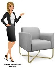 Kit 2 Poltronas Decorativas Base Industrial X Dourada Maressa S10 Sued