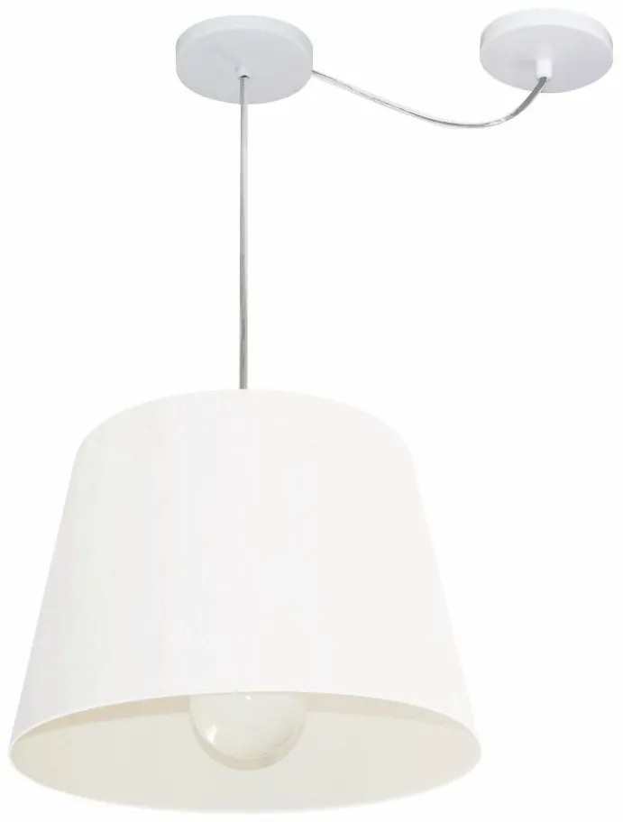 Lustre Pendente Cone Com Desvio Md-4274 Cúpula  30/30x40cm Branco - Bivolt