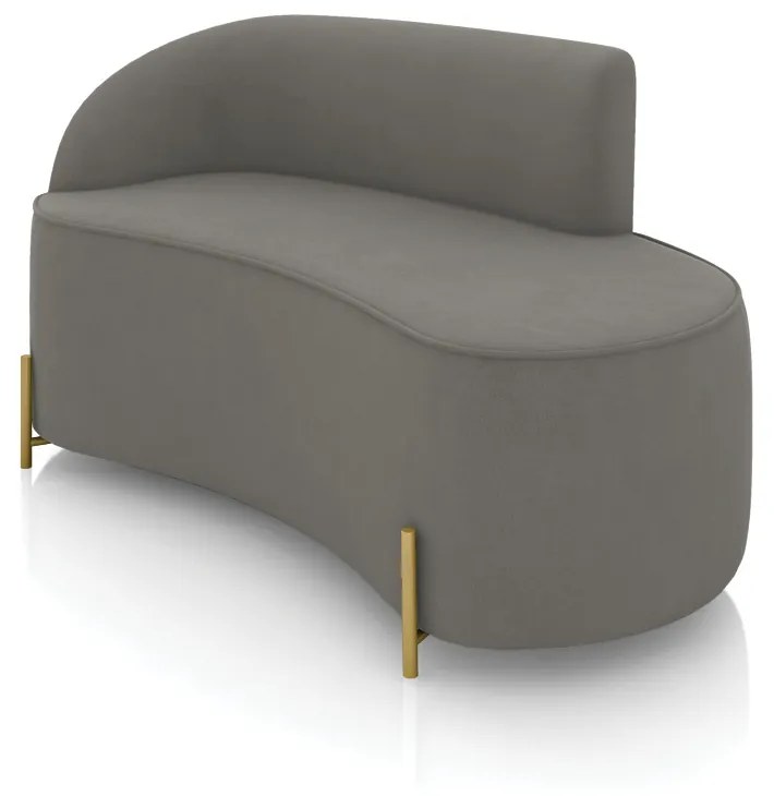 Sofá 2 Lugares Orgânico 140cm Pé Dourado Morgan Suede D03 - D'Rossi - Grafite