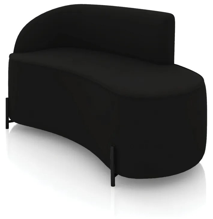 Sofá 2 Lugares Orgânico 140cm Pé Ferro Preto Morgan Veludo D03 - D'Rossi - Preto