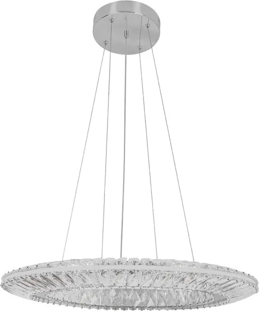 Pendente Led Cristal K9 E Metal Cromado 37W 3000K Glaces