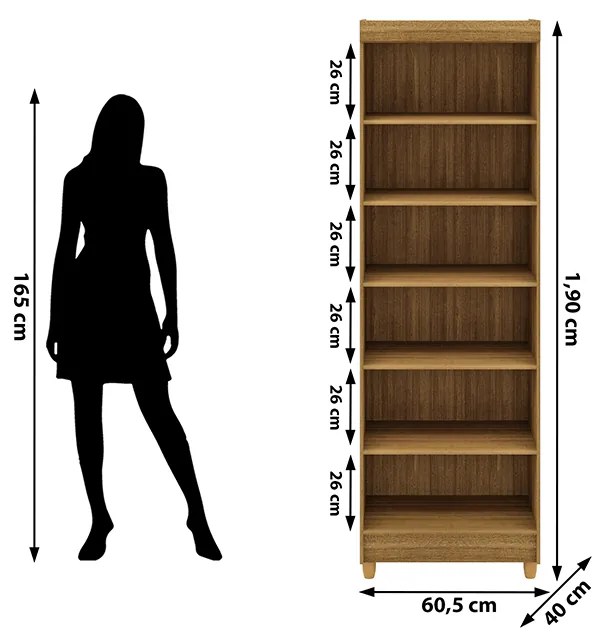 Armário Multiuso 61cm Alto 2 Portas Prateleiras Guiné V01 - D'Rossi - Naturale e Brisa