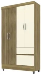 Guarda Roupa Solteiro 103cm Com 4 Portas Mayra Nature/Champanhe V02 -